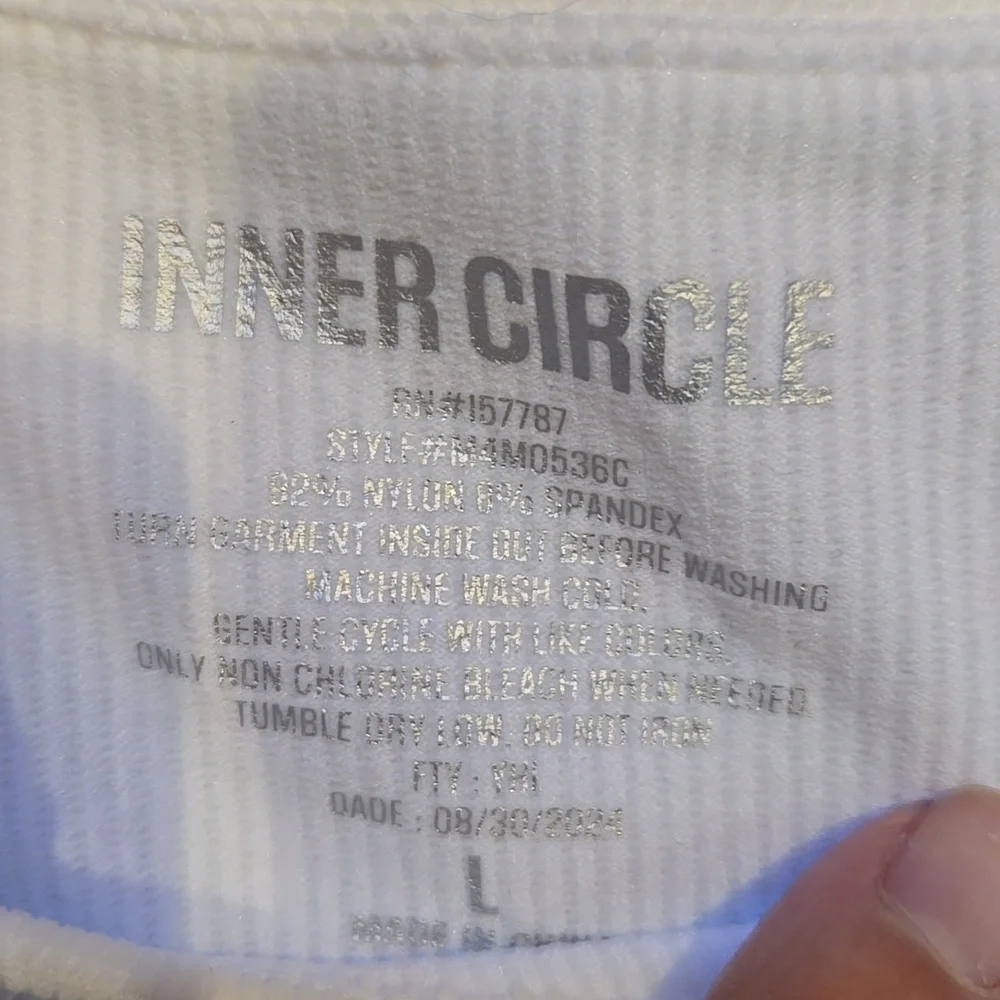 Inner Circle Trendy White Ribbed Bling Accent Tank Top - Picture 8 of 9